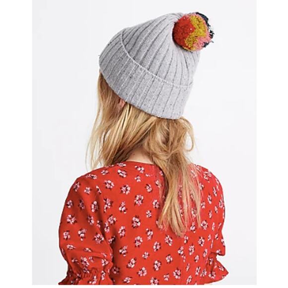 Madewell Multicolor Pom Beanie Gray One Size - Picture 7 of 7